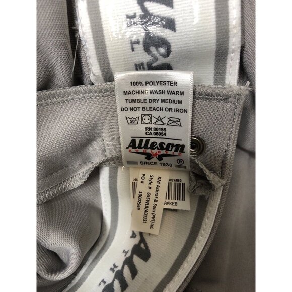 Alleson Athletic Mens Baseball Pants Size Small Red Stripe Open Bottom - Picture 5 of 5